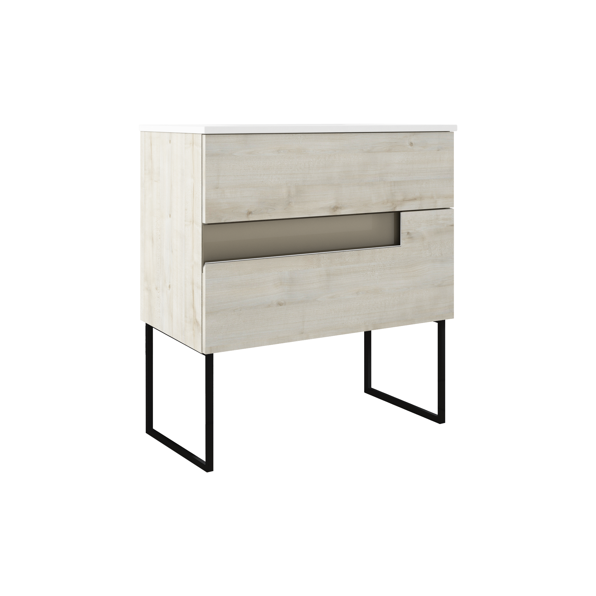 Vision Birch 24" W x 18" D Bath Vanity with White Ceramic Vanity Top and Sink - Industry Tile